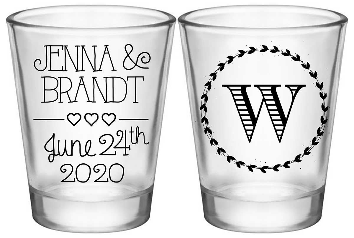 Classic Wedding Design 2A2 Standard 1.75oz Clear Shot Glasses Personalized Wedding Gifts for Guests