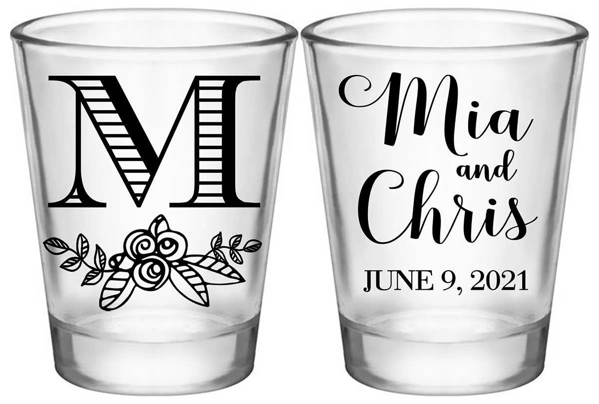 Classic Wedding Design 6A2 Standard 1.75oz Clear Shot Glasses Personalized Wedding Gifts for Guests