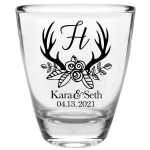 Classic Wedding Design 6B Clear 1oz Round Barrel Shot Glasses Personalized Wedding Gifts for Guests