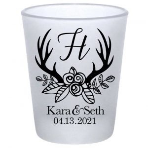 Classic Wedding Design 6B Standard 1.75oz Frosted Shot Glasses Personalized Wedding Gifts for Guests
