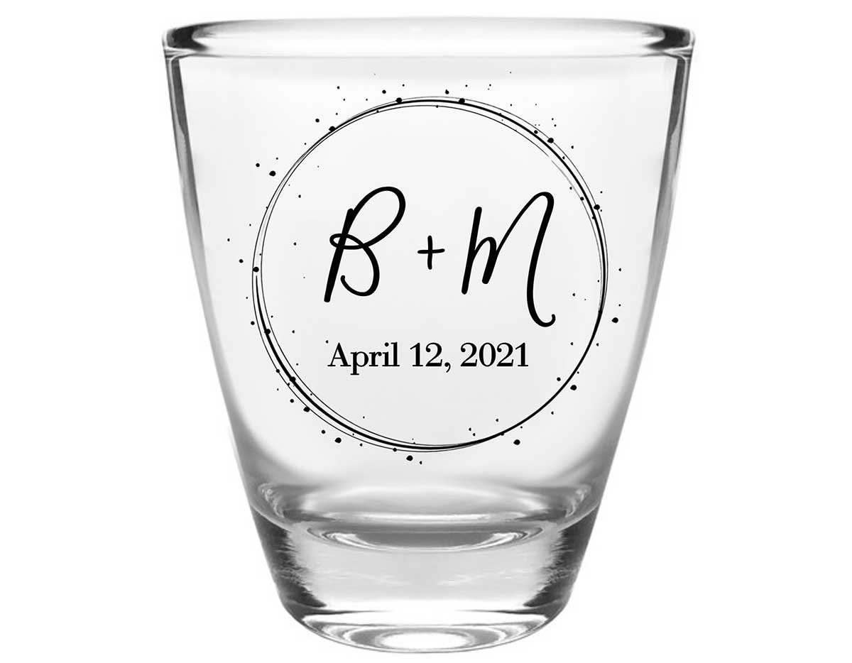 Classic Wedding Design 8A Clear 1oz Round Barrel Shot Glasses Personalized Wedding Gifts for Guests