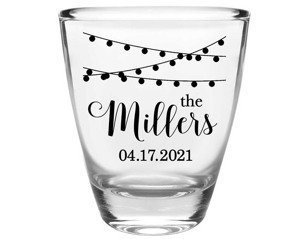 Classic Wedding Design 9A Clear 1oz Round Barrel Shot Glasses Personalized Wedding Gifts for Guests