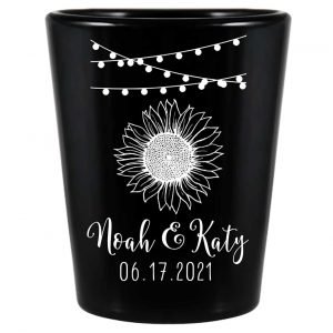 Country Sunflower 1C Hanging Lights Standard 1.5oz Black Shot Glasses Rustic Wedding Gifts for Guests