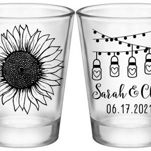 Country Sunflower 1C2 Mason Jars Standard 1.75oz Clear Shot Glasses Rustic Wedding Gifts for Guests