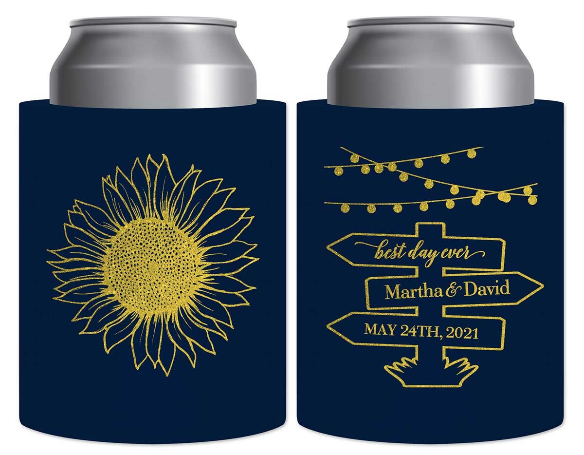 Country Sunflower 1D Post Sign Thick Foam Can Koozies Rustic Wedding Gifts for Guests
