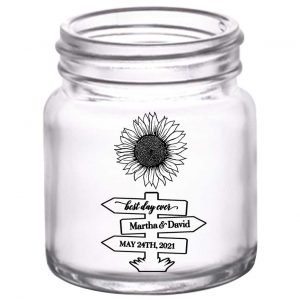 Country Sunflower 1D Post Sign 2oz Mini Mason Shot Glasses Rustic Wedding Gifts for Guests