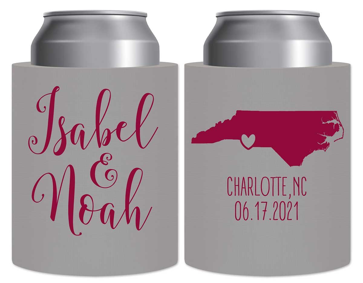 Custom Map 1A Thick Foam Can Koozies Destination Wedding Gifts for Guests