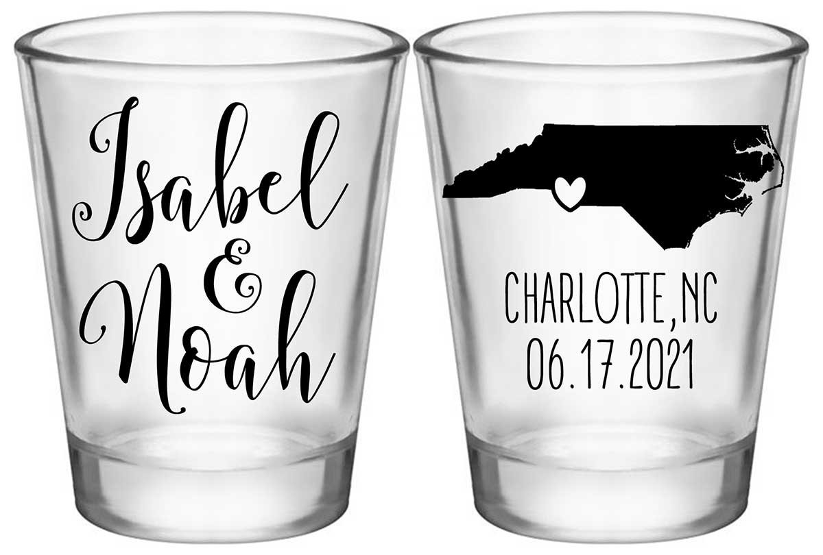 Custom Map 1A2 Standard 1.75oz Clear Shot Glasses Destination Wedding Gifts for Guests