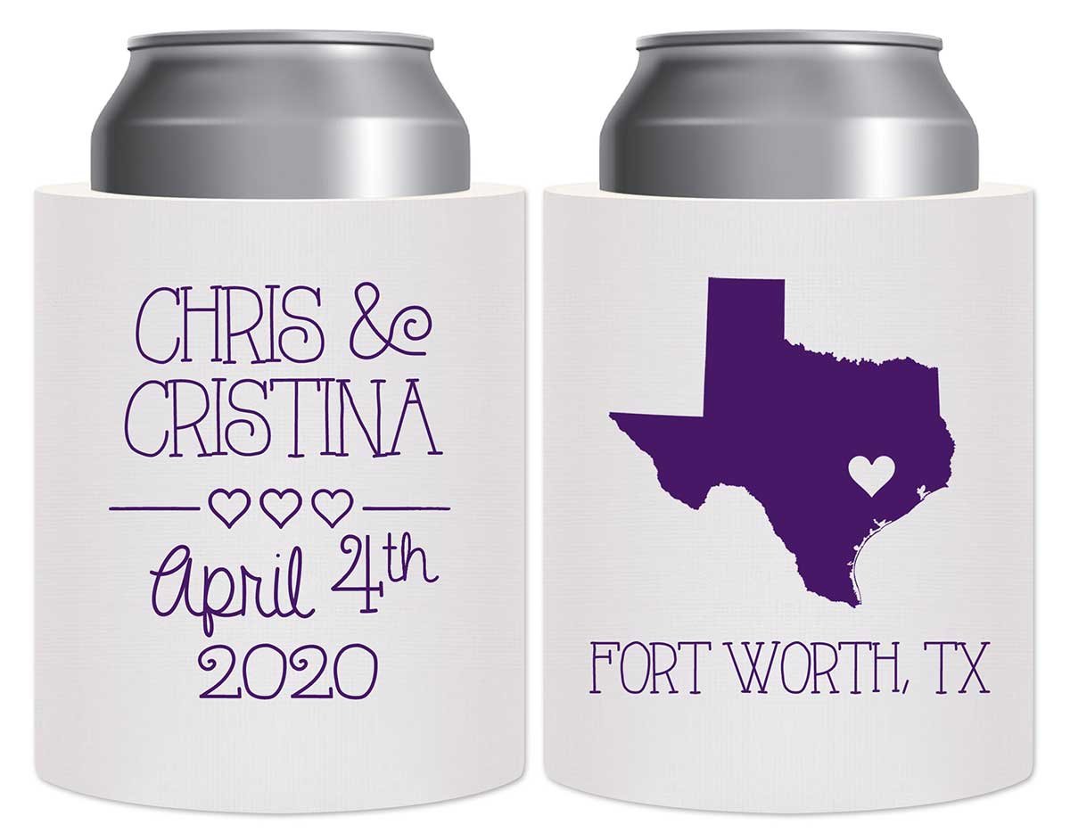 Custom Map 2A Thick Foam Can Koozies Destination Wedding Gifts for Guests