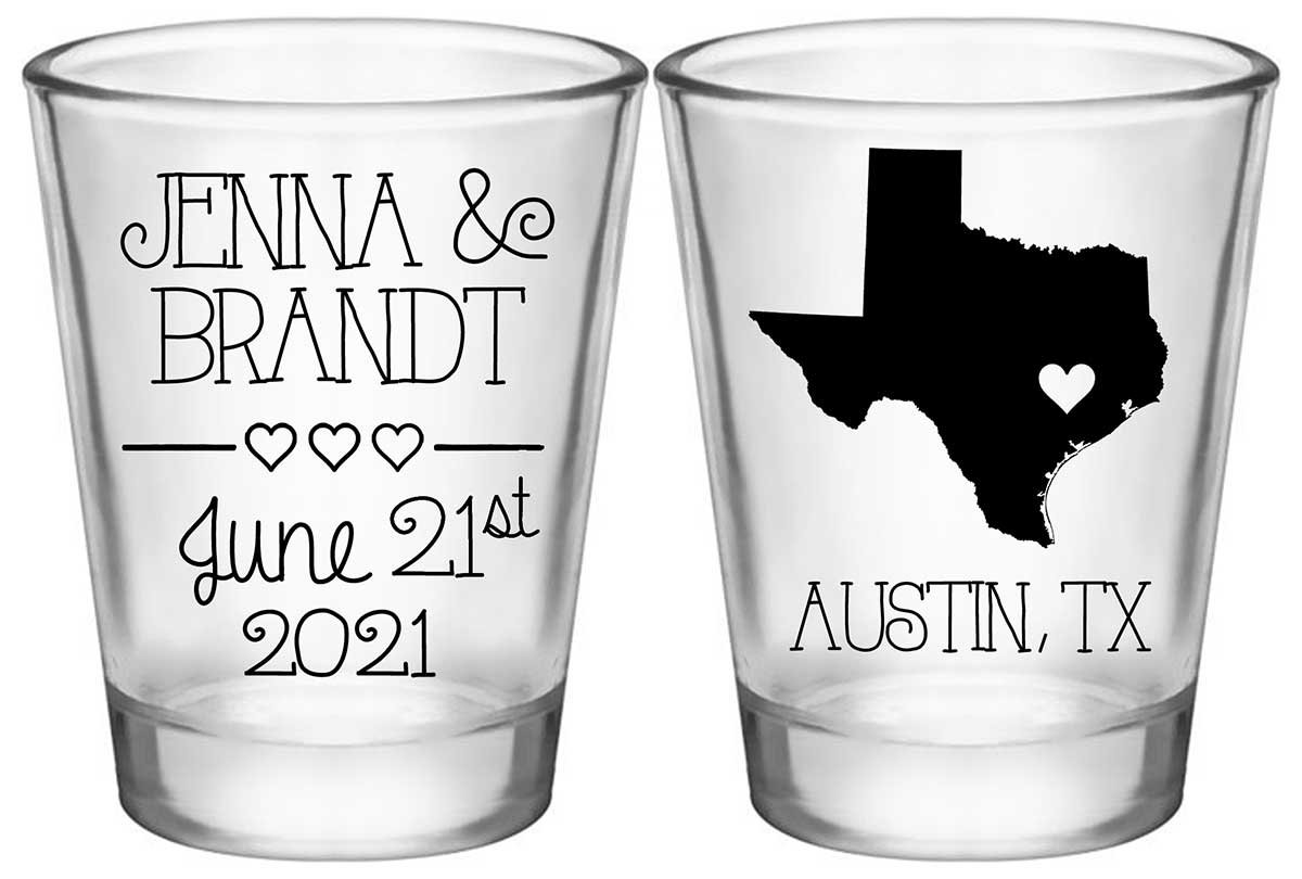 Custom Map 2A2 Standard 1.75oz Clear Shot Glasses Destination Wedding Gifts for Guests