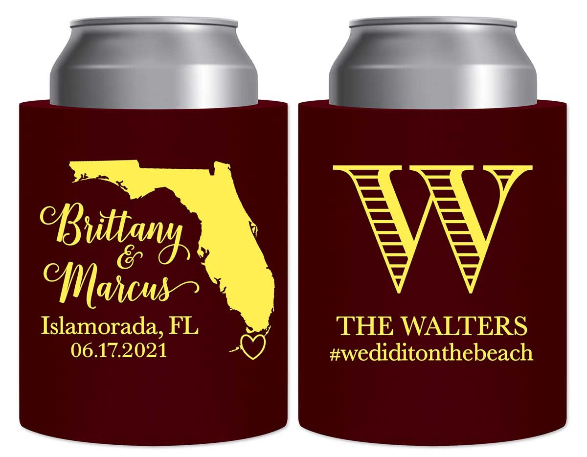 Custom Map 3A Thick Foam Can Koozies Destination Wedding Gifts for Guests