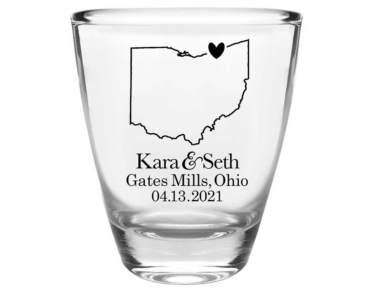 Custom Map 4A Clear 1oz Round Barrel Shot Glasses Destination Wedding Gifts for Guests
