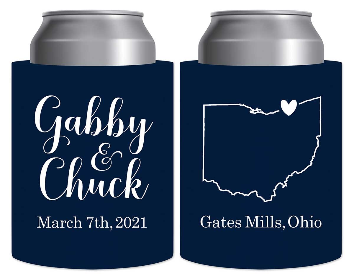 Custom Map 4A Thick Foam Can Koozies Destination Wedding Gifts for Guests