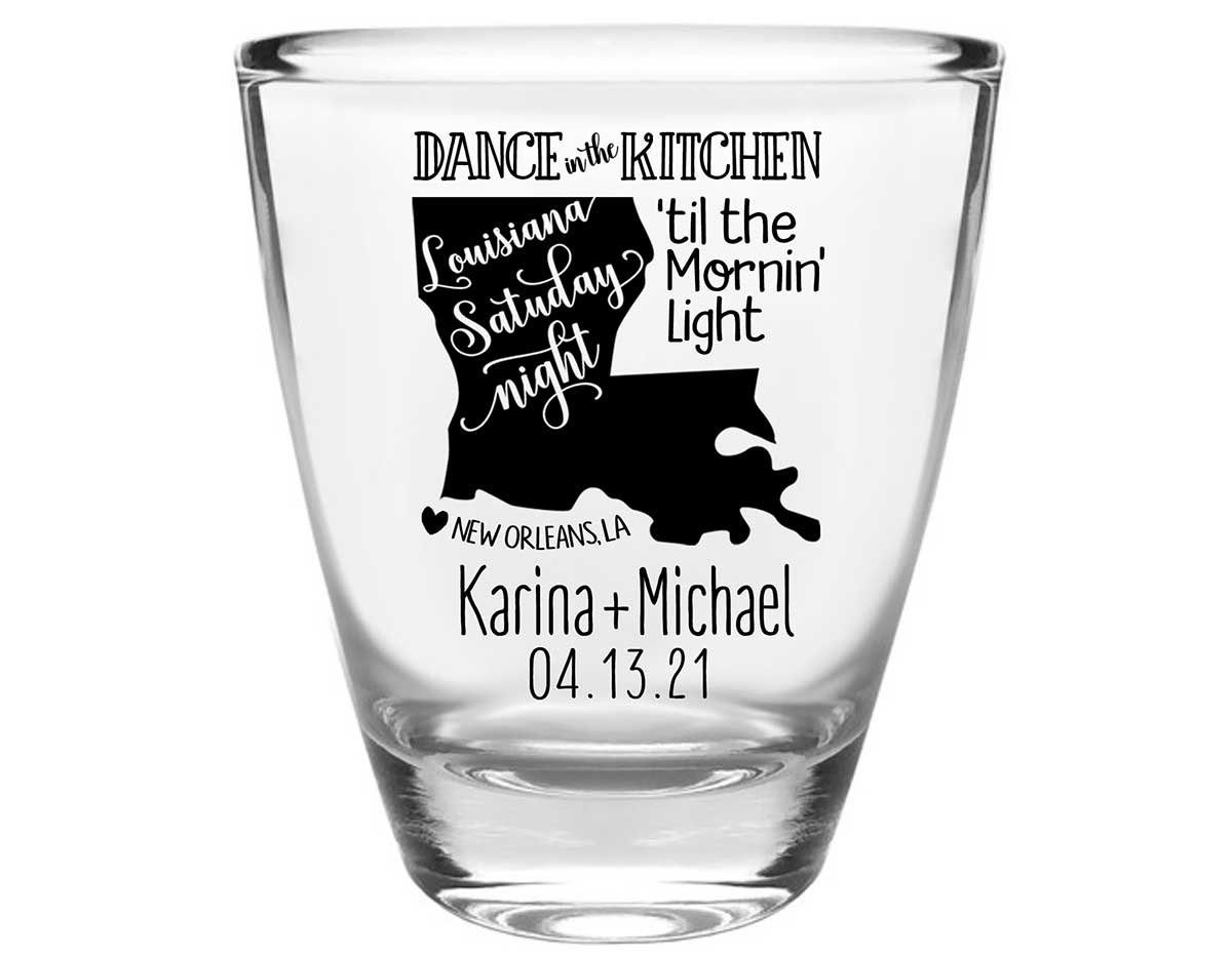 Dance In The Kitchen 1A Louisiana Map Clear 1oz Round Barrel Shot Glasses New Orleans Wedding Gifts for Guests