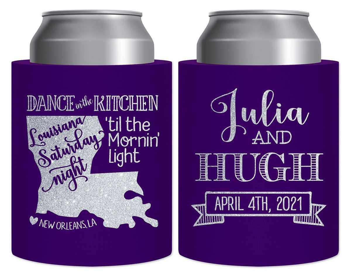 Dance In The Kitchen 1A Louisiana Map Thick Foam Can Koozies New Orleans Wedding Gifts for Guests