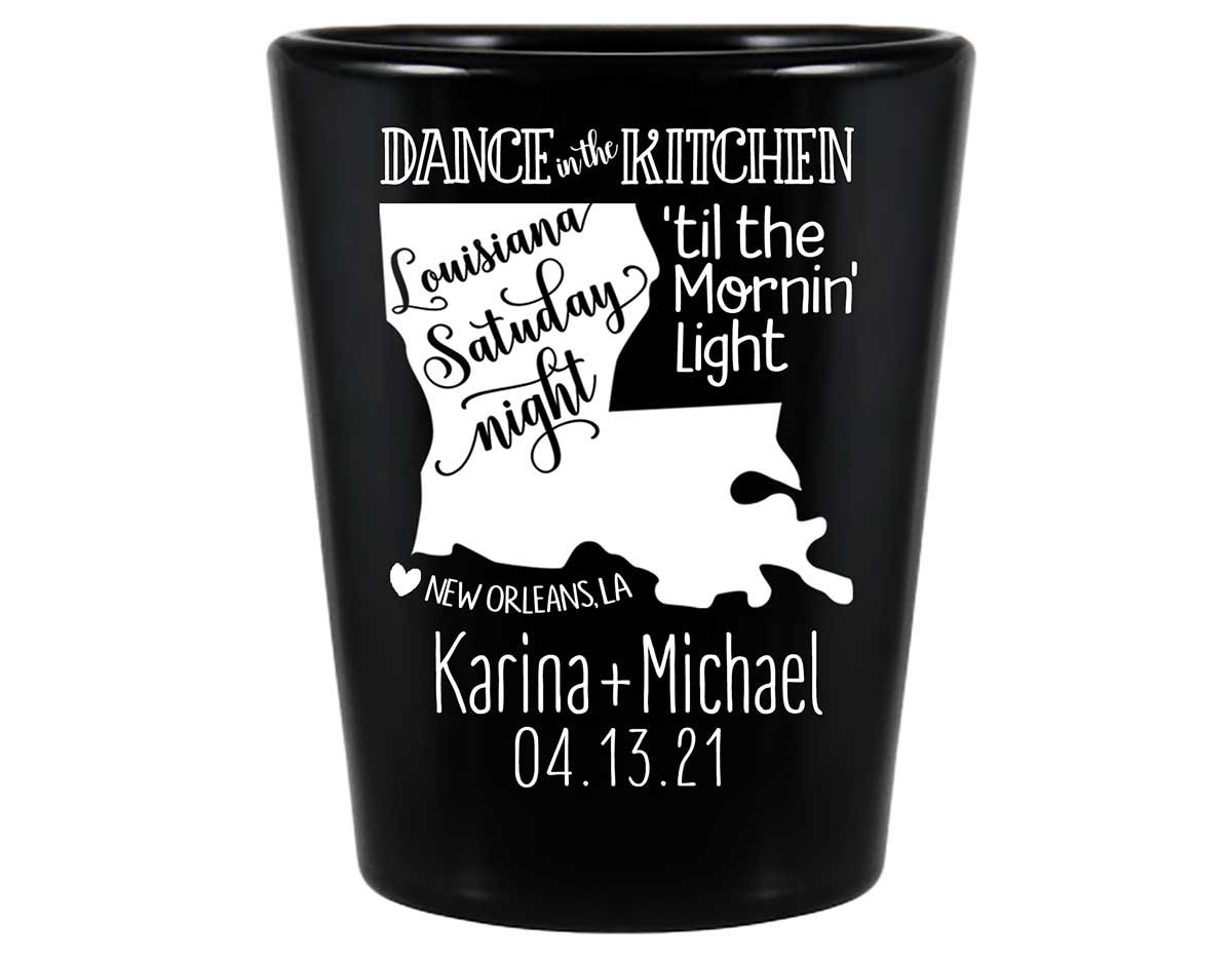 Dance In The Kitchen 1A Louisiana Map Standard 1.5oz Black Shot Glasses New Orleans Wedding Gifts for Guests