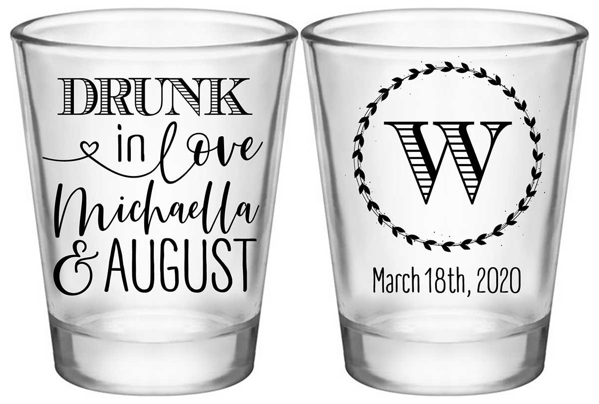 Drunk In Love 1A2 Standard 1.75oz Clear Shot Glasses Funny Wedding Gifts for Guests