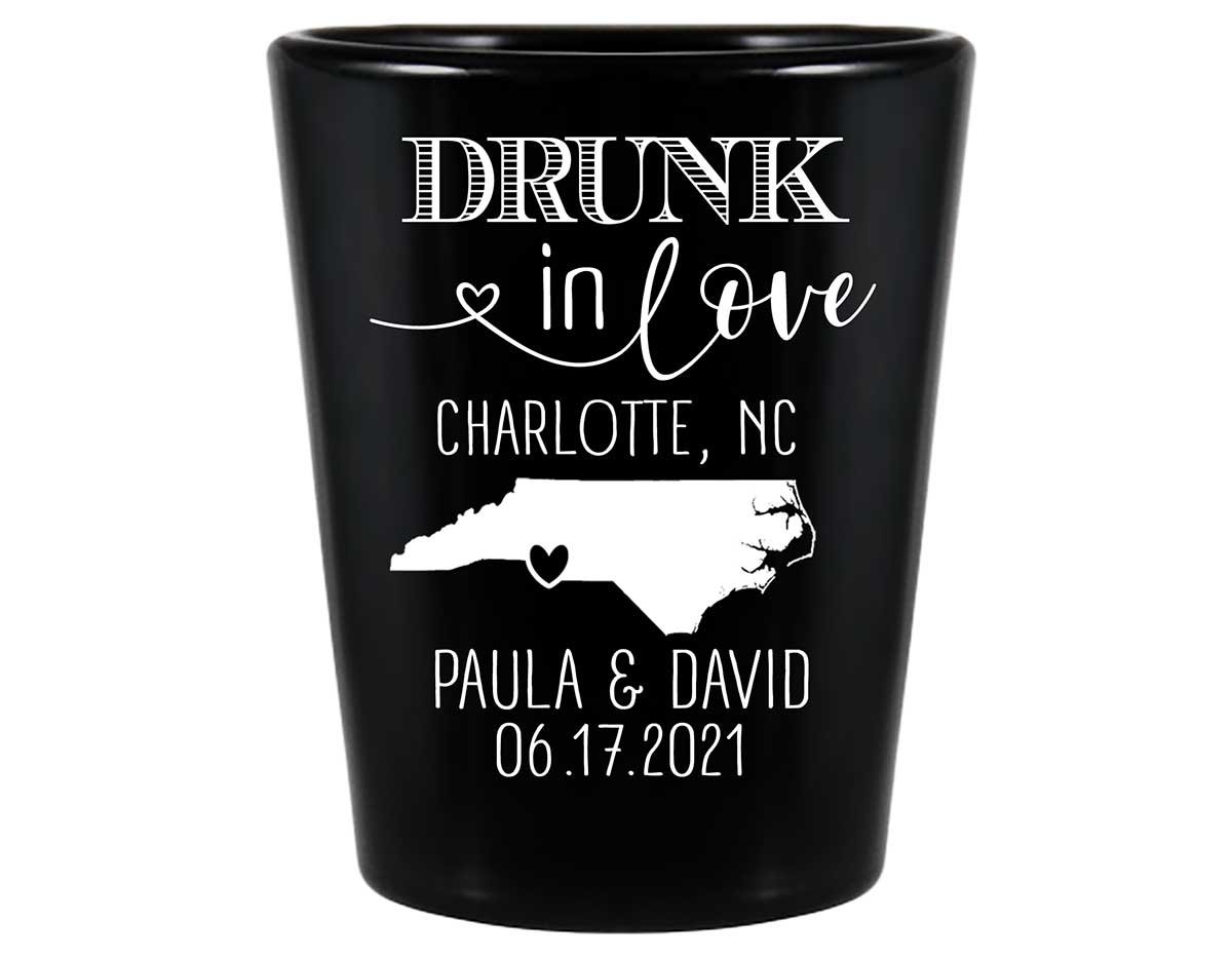 Drunk In Love 1B Any Map Standard 1.5oz Black Shot Glasses Funny Wedding Gifts for Guests
