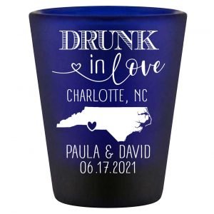Drunk In Love 1B Any Map Standard 1.5oz Blue Shot Glasses Funny Wedding Gifts for Guests