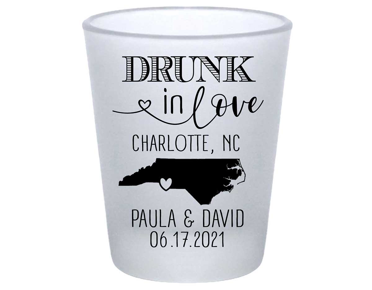 Drunk In Love 1B Any Map Standard 1.75oz Frosted Shot Glasses Funny Wedding Gifts for Guests