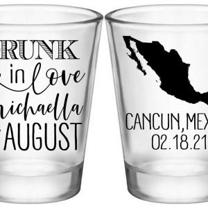 Drunk In Love 1B2 Any Map Standard 1.75oz Clear Shot Glasses Funny Wedding Gifts for Guests