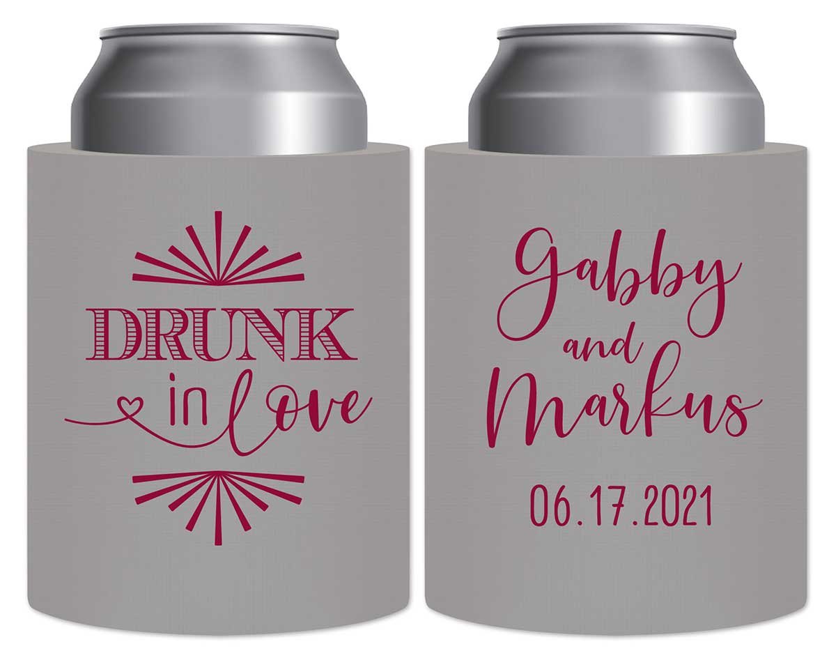 Drunk In Love 1C Thick Foam Can Koozies Funny Wedding Gifts for Guests