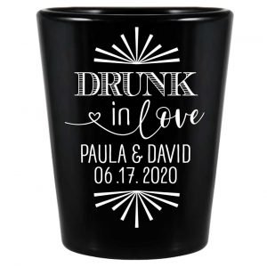 Drunk In Love 1C Standard 1.5oz Black Shot Glasses Funny Wedding Gifts for Guests