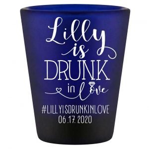 Drunk In Love Bachelorette 1A Standard 1.5oz Blue Shot Glasses Funny Bachelorette Party Gifts for Guests