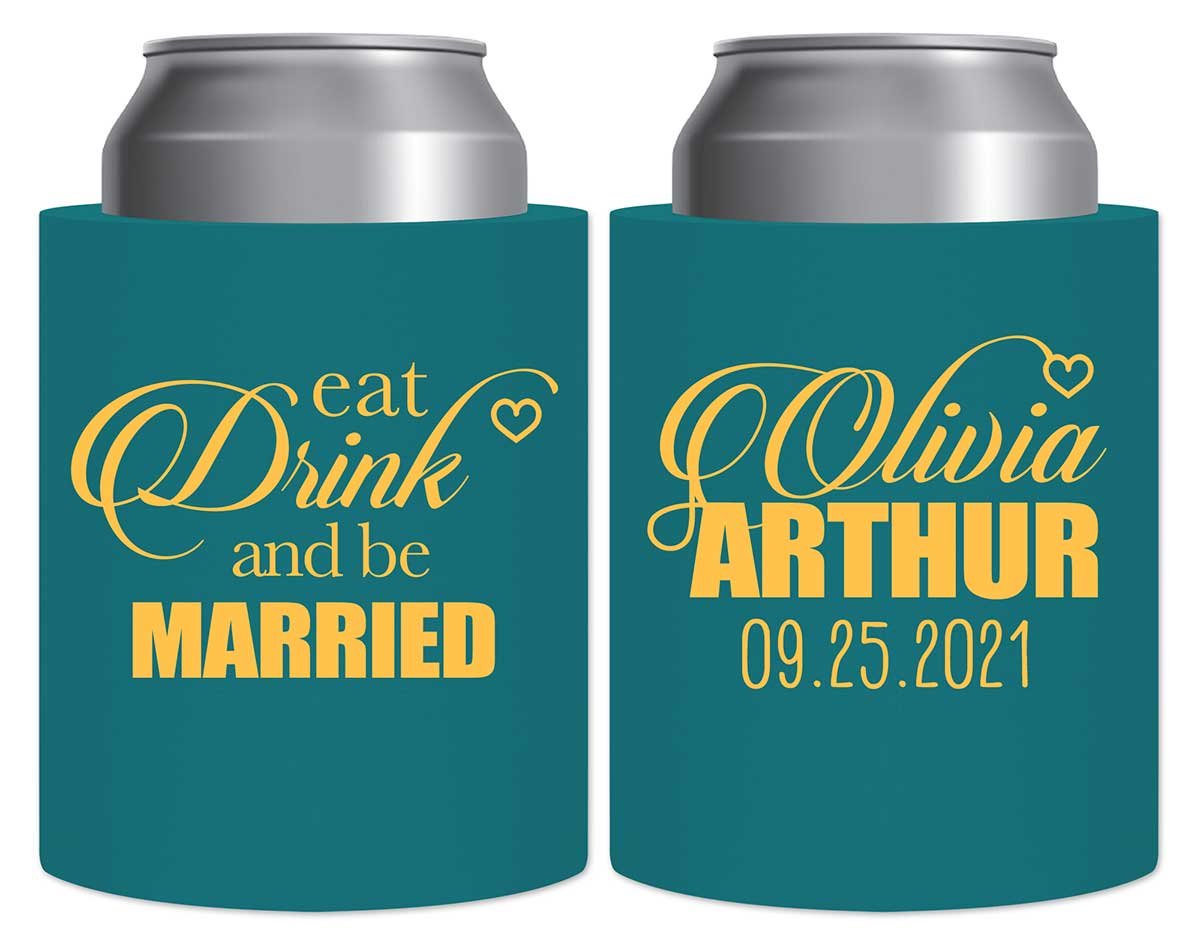 Eat Drink And Be Married 1B Thick Foam Can Koozies Romantic Wedding Gifts for Guests