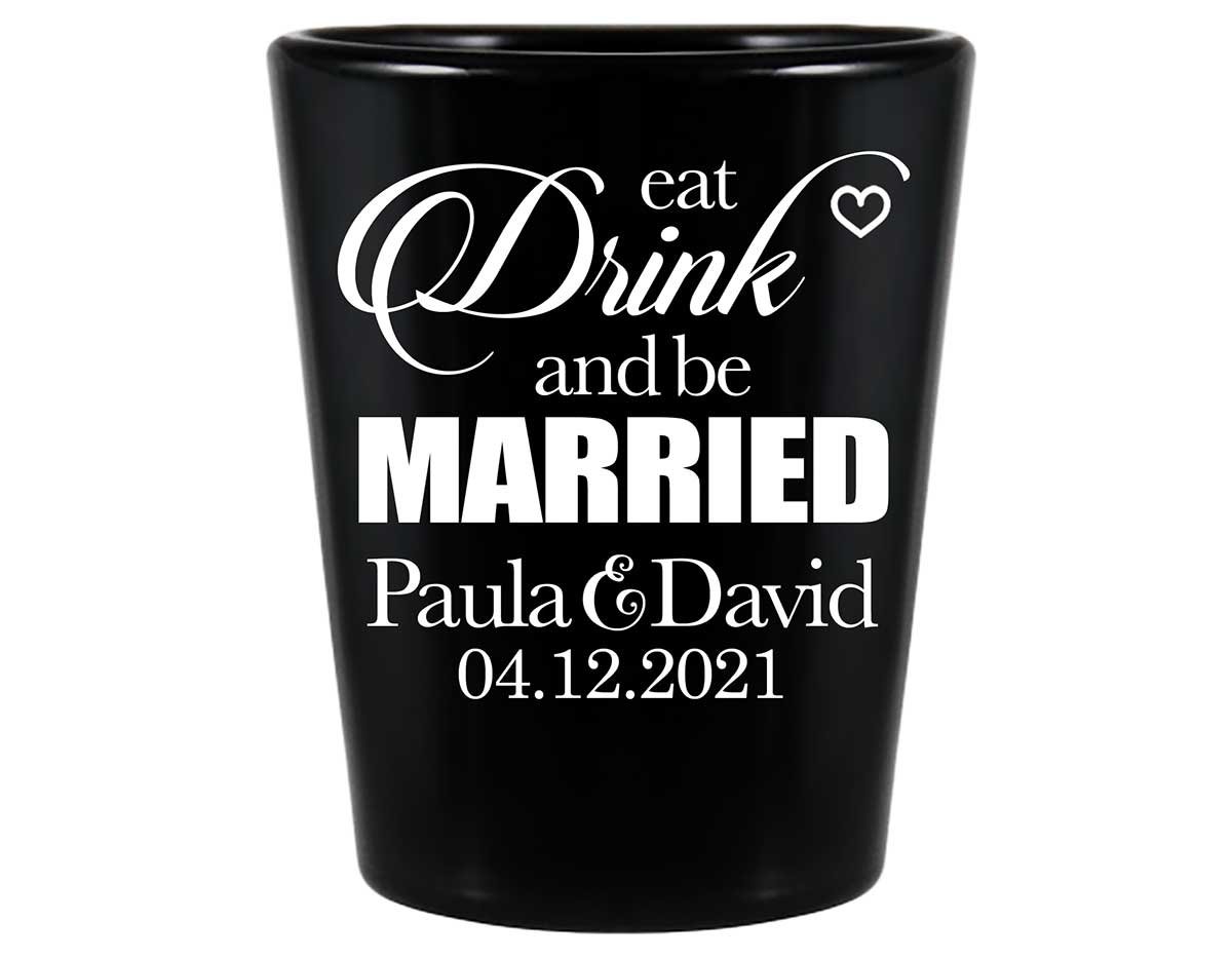 Eat Drink And Be Married 1B Standard 1.5oz Black Shot Glasses Romantic Wedding Gifts for Guests