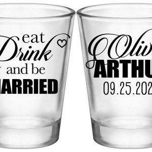 Eat Drink And Be Married 1B2 Standard 1.75oz Clear Shot Glasses Romantic Wedding Gifts for Guests