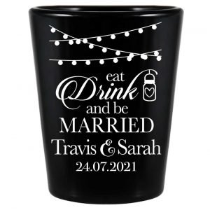 Eat Drink And Be Married 1C Standard 1.5oz Black Shot Glasses Romantic Wedding Gifts for Guests