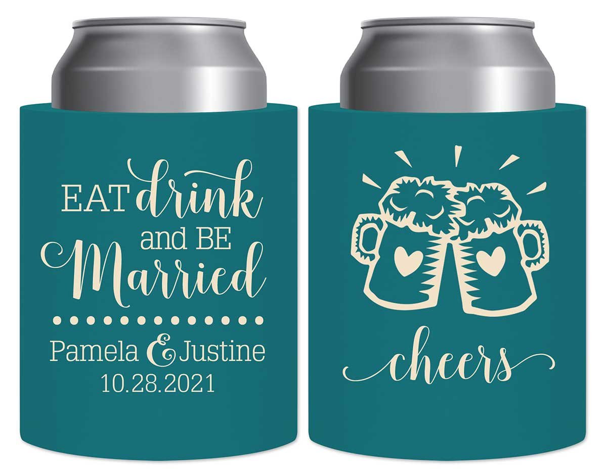 Eat Drink And Be Married 2A Cheers Thick Foam Can Koozies Romantic Wedding Gifts for Guests