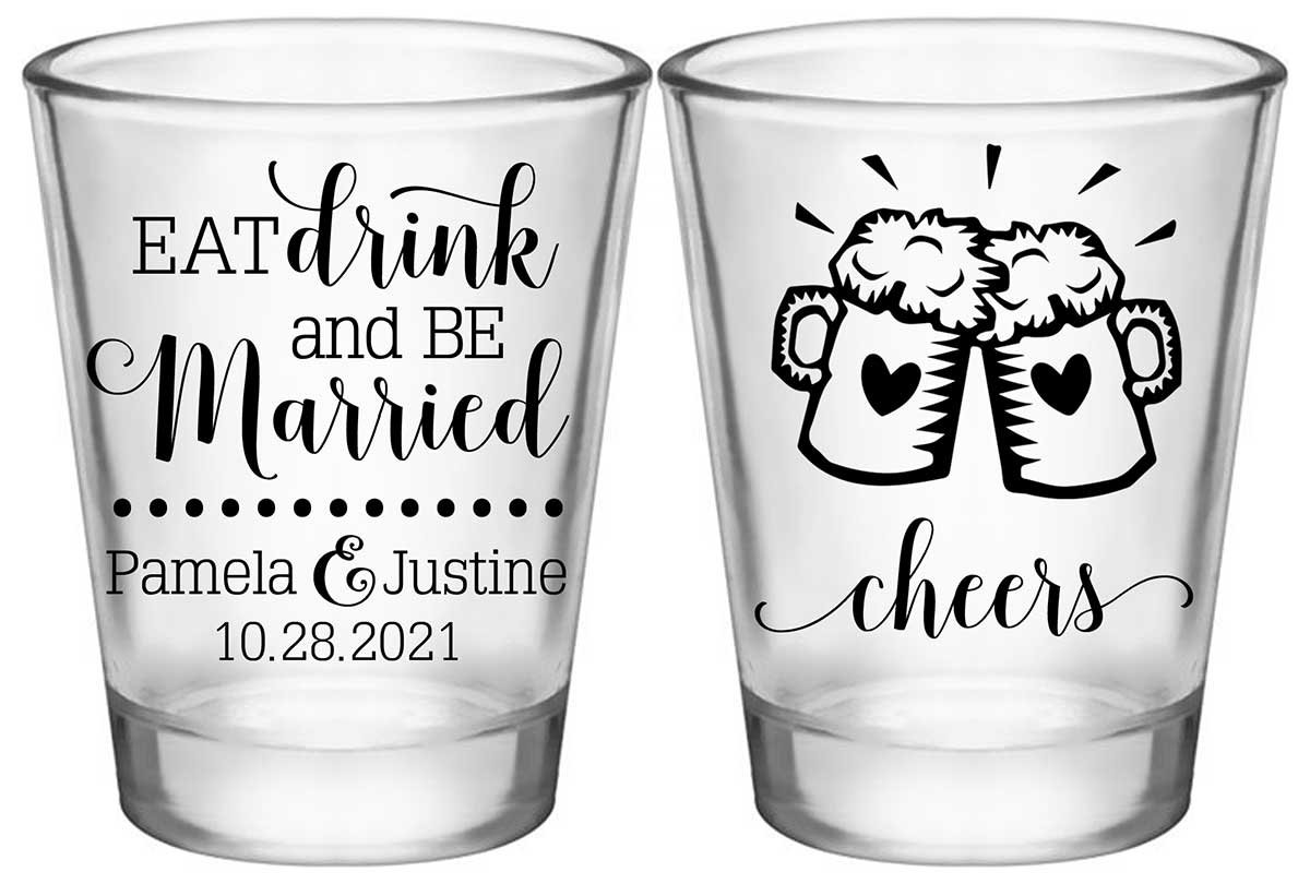 Eat Drink And Be Married 2A2 Cheers Standard 1.75oz Clear Shot Glasses Romantic Wedding Gifts for Guests