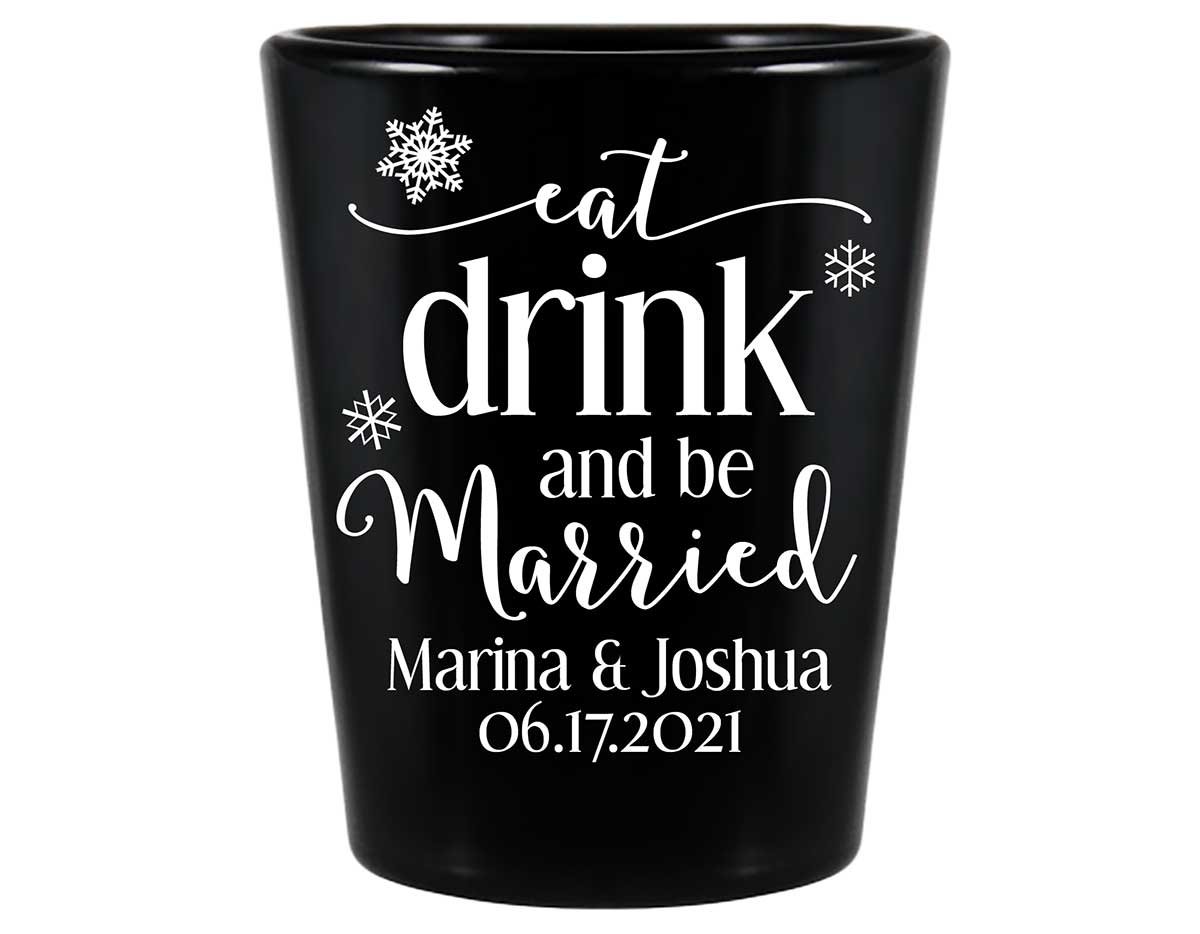 Eat Drink And Be Married 3B Standard 1.5oz Black Shot Glasses Winter Wedding Gifts for Guests