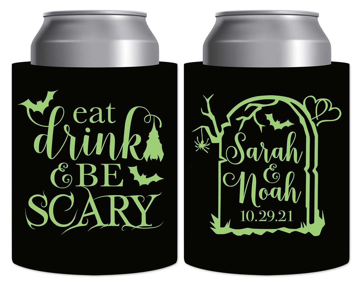 Eat Drink And Be Scary 1A Thick Foam Can Koozies Halloween Wedding Gifts for Guests