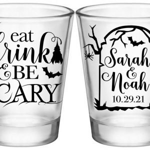 Eat Drink And Be Scary 1A2 Standard 1.75oz Clear Shot Glasses Halloween Wedding Gifts for Guests
