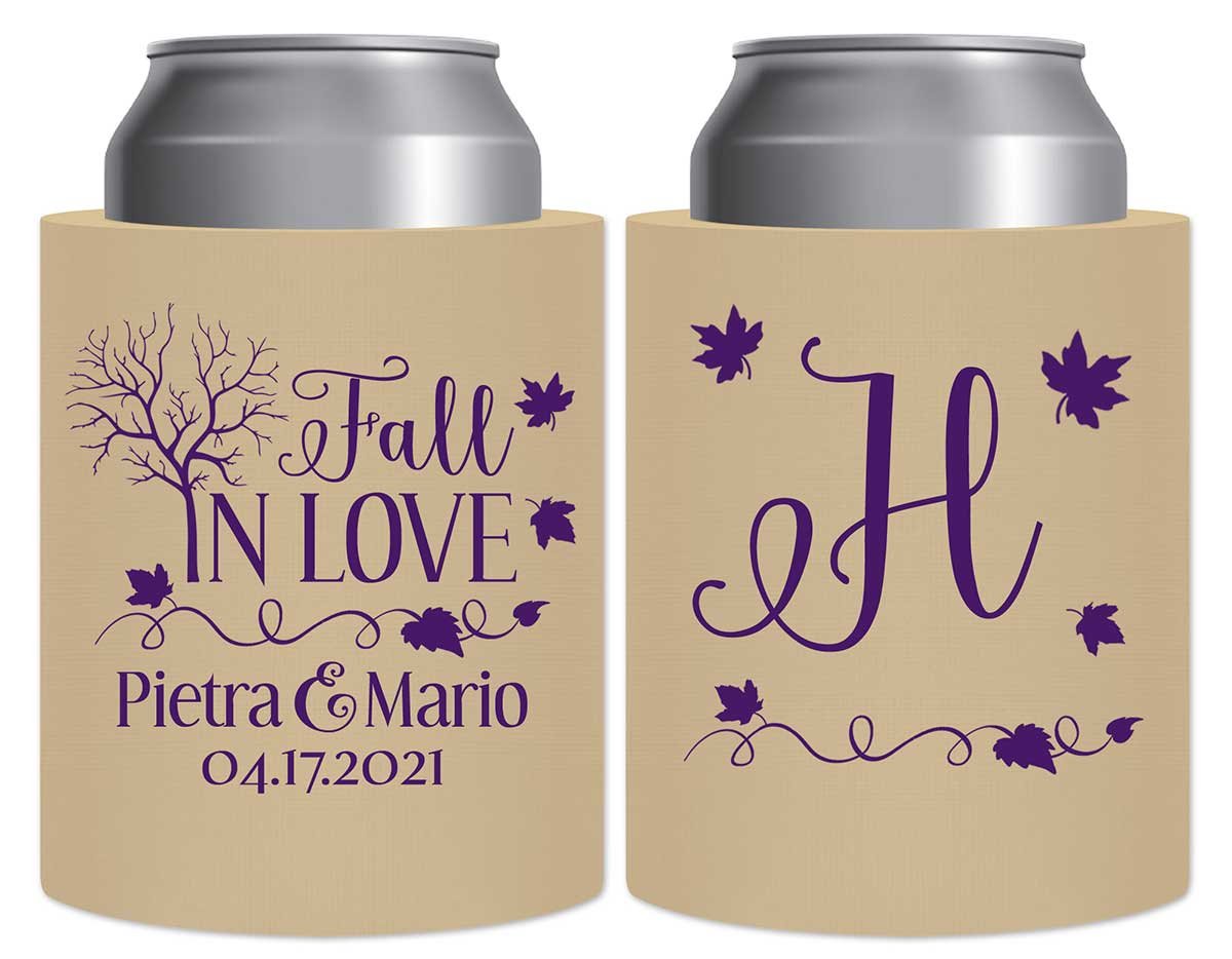 Fall In Love 2A Thick Foam Can Koozies Autumn Wedding Gifts for Guests