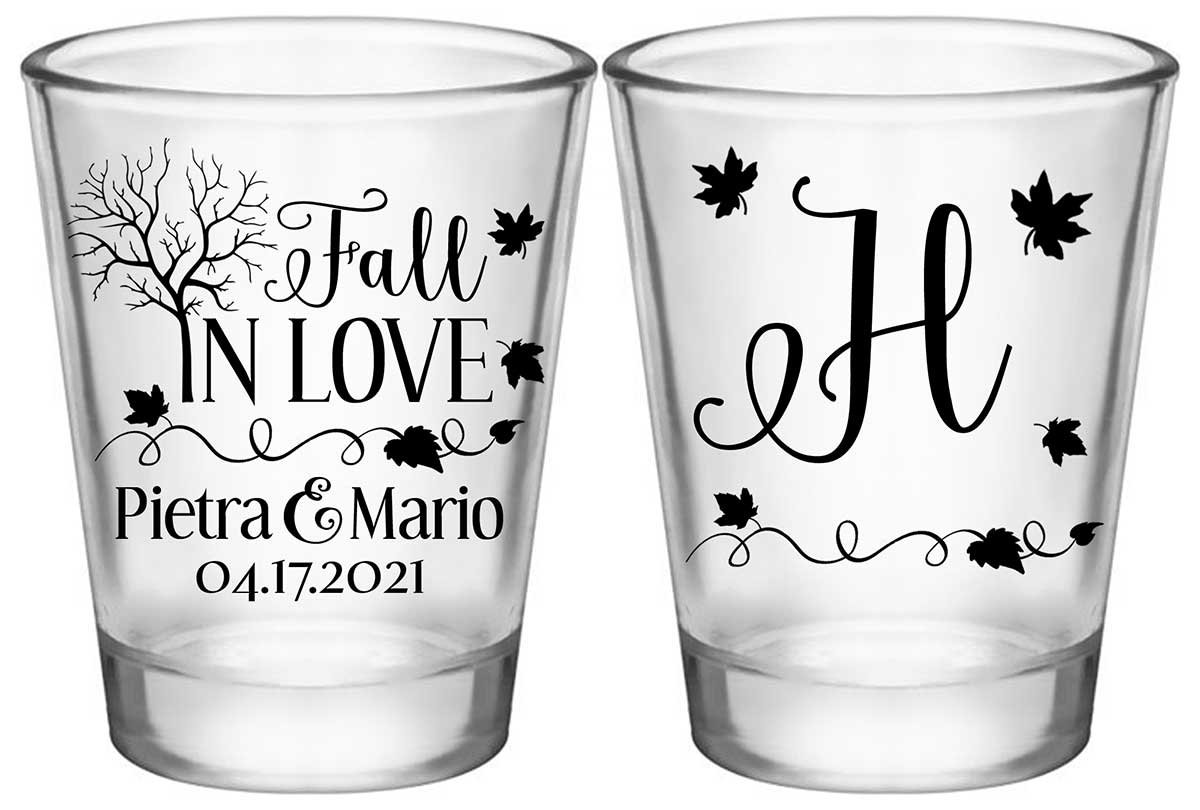 Fall In Love 2A2 Standard 1.75oz Clear Shot Glasses Autumn Wedding Gifts for Guests