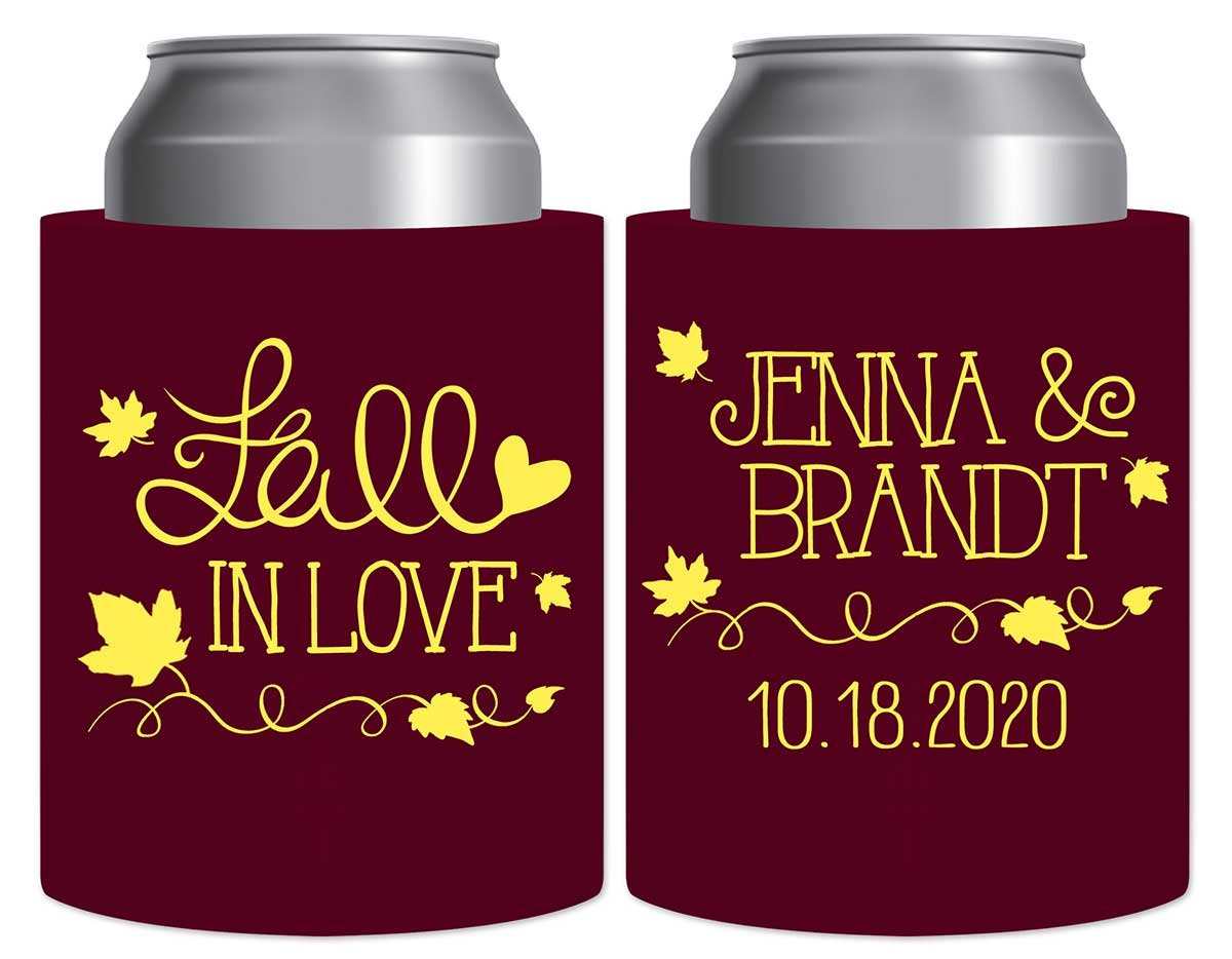 Fall In Love 3A Thick Foam Can Koozies Autumn Wedding Gifts for Guests