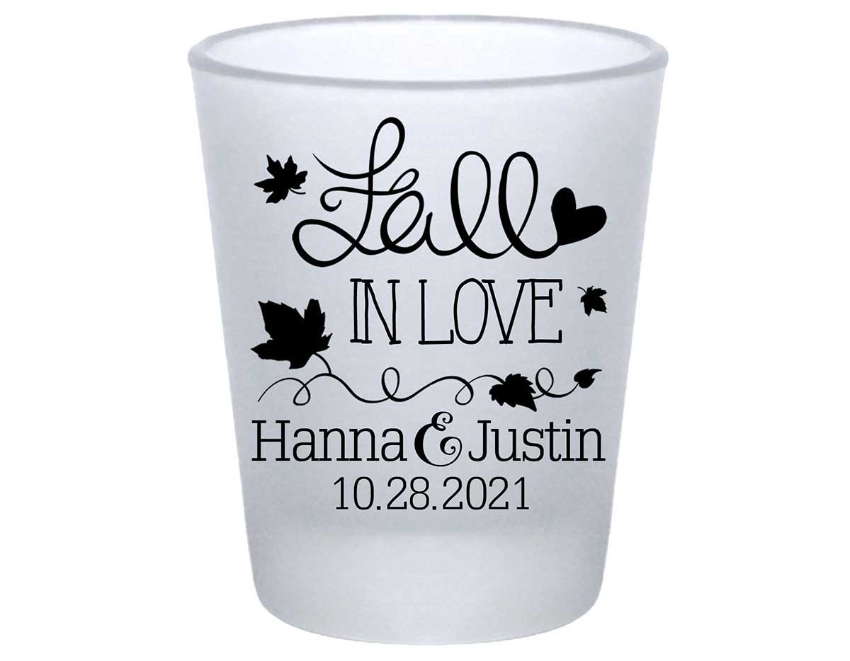 Fall In Love 3A Standard 1.75oz Frosted Shot Glasses Autumn Wedding Gifts for Guests