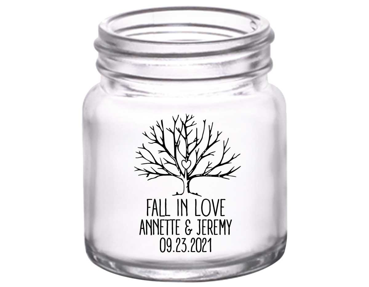 Fall In Love 4A 2oz Mini Mason Shot Glasses Autumn Wedding Gifts for Guests