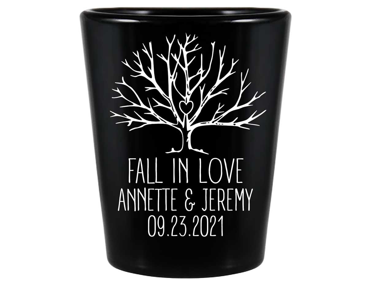 Fall In Love 4A Standard 1.5oz Black Shot Glasses Autumn Wedding Gifts for Guests