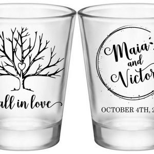 Fall In Love 4B2 Standard 1.75oz Clear Shot Glasses Autumn Wedding Gifts for Guests