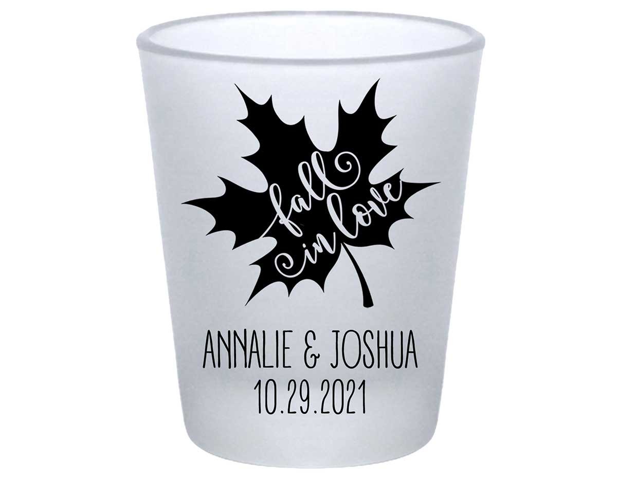 Fall In Love 5A Standard 1.75oz Frosted Shot Glasses Autumn Wedding Gifts for Guests