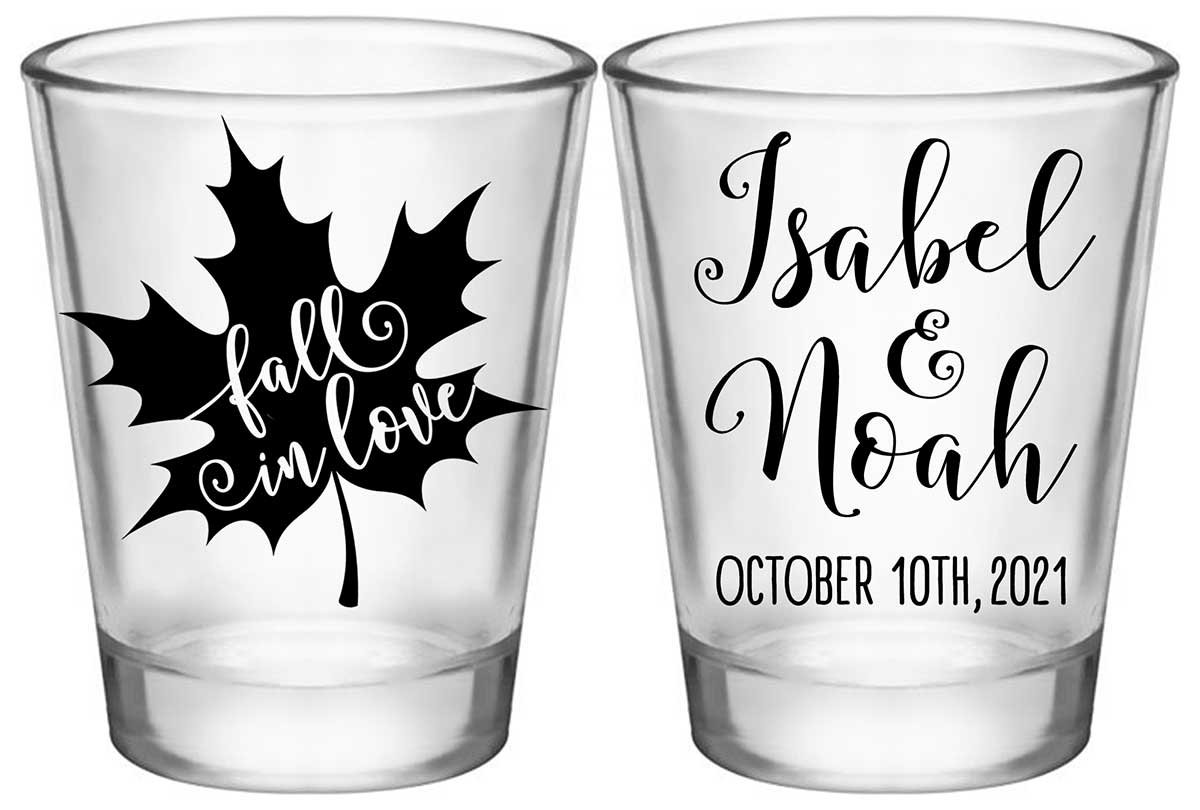 Fall In Love 5A2 Standard 1.75oz Clear Shot Glasses Autumn Wedding Gifts for Guests