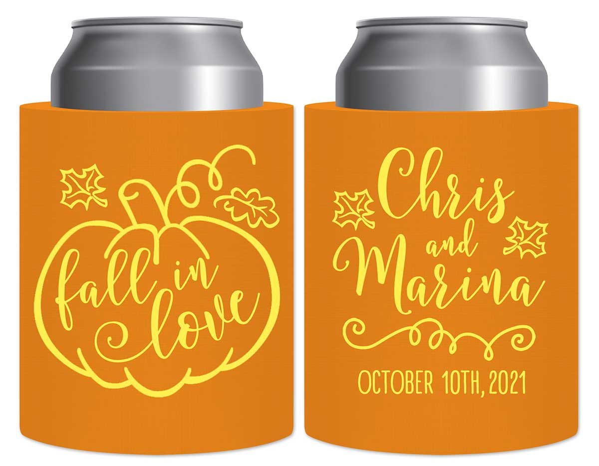 Fall In Love 6A Thick Foam Can Koozies Autumn Wedding Gifts for Guests