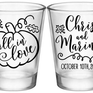 Fall In Love 6A2 Standard 1.75oz Clear Shot Glasses Autumn Wedding Gifts for Guests