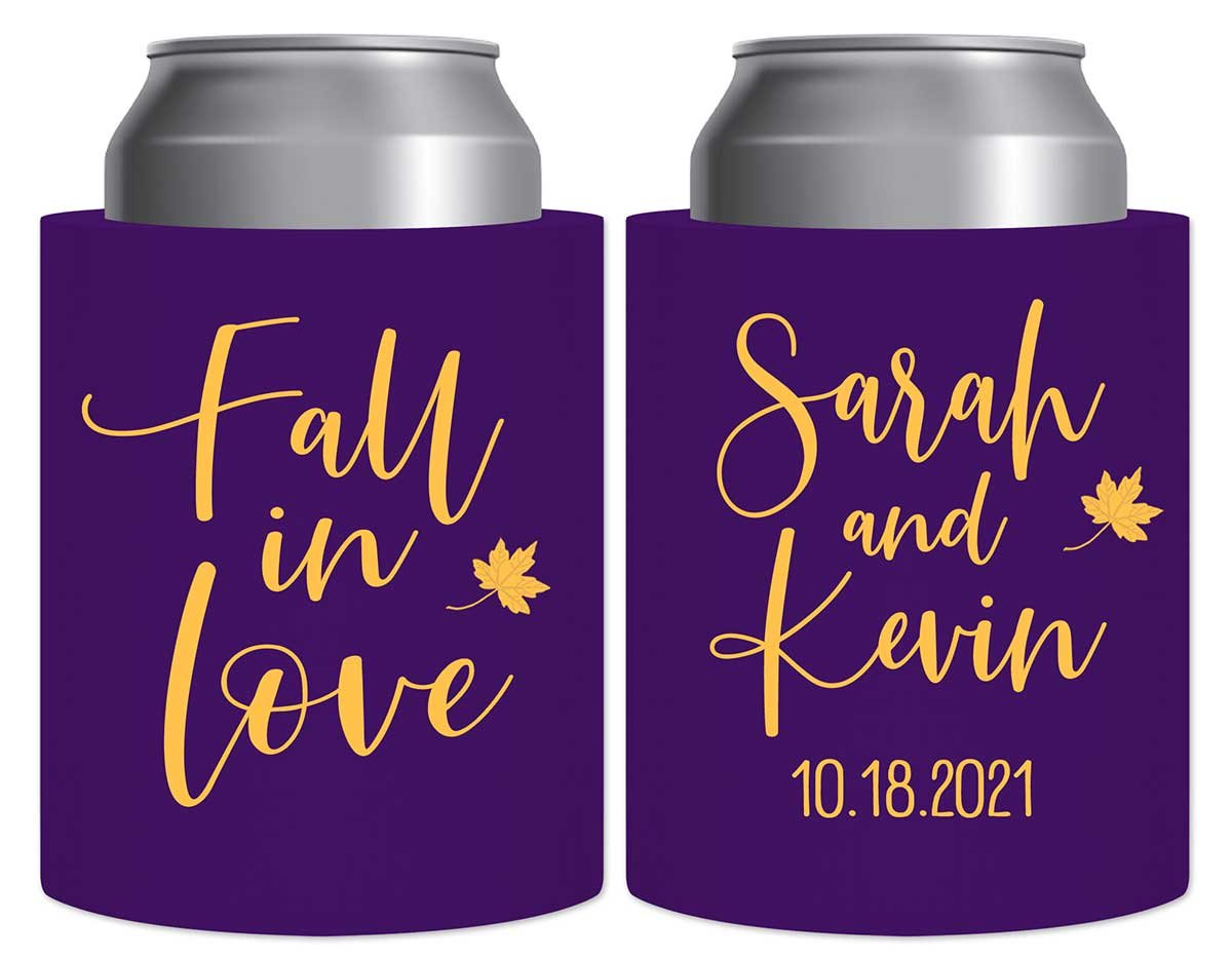Fall In Love 8A Thick Foam Can Koozies Autumn Wedding Gifts for Guests
