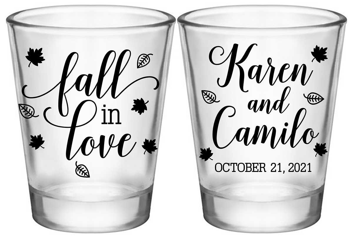 Fall In Love 9A2 Standard 1.75oz Clear Shot Glasses Autumn Wedding Gifts for Guests